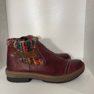 Rieker Félicitas Women's Sherpa Lined Leather Ankle Boots Ruby Red Size 8.5 (40)